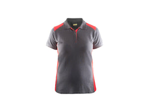 Women's Polo Shirt - Grey/Red - L