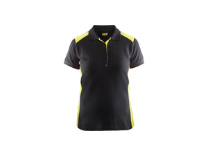 Women's Polo Shirt - Black/Hi-vis yellow - L