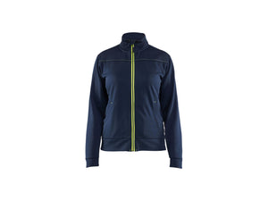 Women's sweatshirt with full zip - Dark navy blue/Hi-vis yellow - L