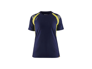 Women's t-shirt - Navy Blue/Hi-vis yellow - L