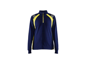 Women's Sweater halfzip - Navy blue/Hi-vis yellow - L