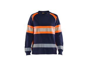 Women’s Hi-Vis Sweatshirt - Navy blue/Orange - L