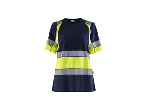 Women’s Hi-Vis T-Shirt - Navy Blue/Hi-vis yellow - L