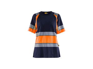 Women’s Hi-Vis T-Shirt - Navy Blue/Orange - L