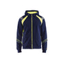 Hoodie with full zip - Navy blue/Hi-vis yellow - 4XL