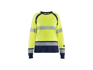 Women's Long-sleeved T-shirt Multinorm - Hi-vis yellow/navy blue - L