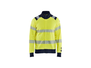 Multinorm Sweatshirt with full Zip - Hi-vis yellow/navy blue - 4XL