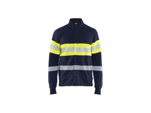 Multinorm sweatshirt with zip - Navy blue/Hi-vis yellow - 4XL