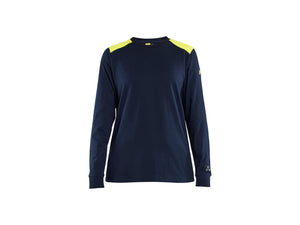Women’' Flame-Resistant T-Shirt Long Sleeve - Navy blue/Hi-vis yellow - L