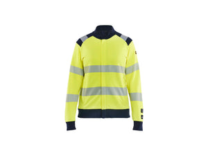 Women’s Multinorm Hi-Vis Sweatshirt Zip - Hi-vis yellow/navy blue - L