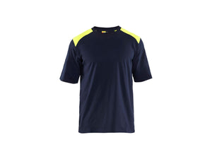 Flame resistant T-shirt - Navy blue/Hi-vis yellow - 4XL