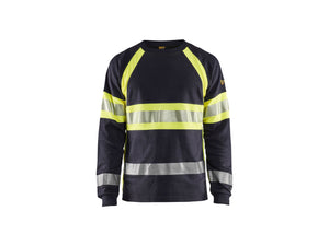 Multinorm long-sleeved t-shirt - Navy blue/Hi-vis yellow - 4XL