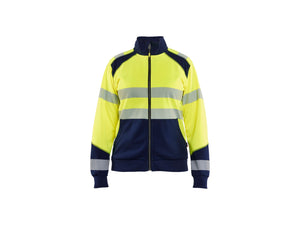 Women’s Hi-Vis Sweatshirt with zipper - Hi-vis yellow/navy blue - L