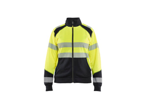 Women’s Hi-Vis Sweatshirt with zipper - Hi-vis yellow/Black - L