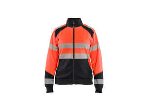 Women’s Hi-Vis Sweatshirt with zipper - Red hi-vis/black - L