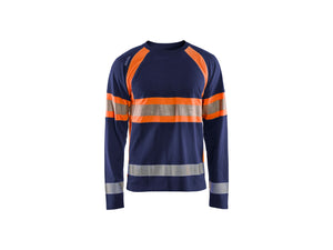 Hi-Vis Long Sleeved T-shirt - Navy Blue/Orange - 4XL
