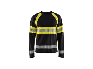 Hi-Vis Long Sleeved T-shirt - Black/Hi-vis yellow - 4XL