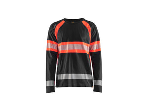 Hi-Vis Long Sleeved T-shirt - Black/Red hi-vis - 4XL