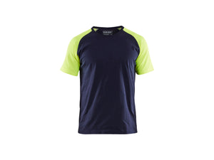 T-shirt - Navy Blue/Hi-vis yellow - 4XL