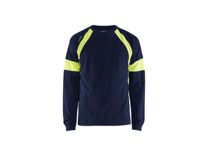 Long sleeved T-shirt - Navy Blue/Hi-vis yellow - 4XL