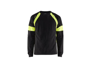 Long sleeved T-shirt - Black/Hi-vis yellow - 4XL