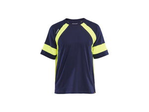 T-shirt with Hi-Vis - Navy Blue/Hi-vis yellow - 4XL