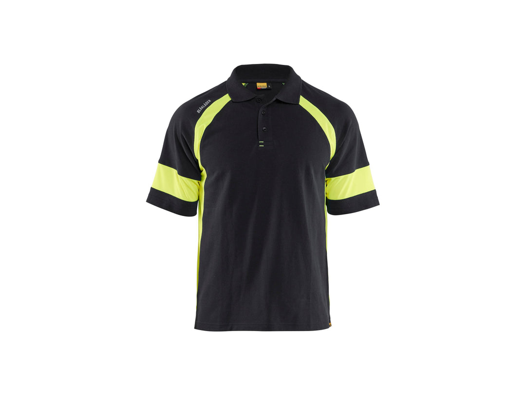 Polo Shirt with Hi-vis - Black/Hi-vis yellow - 4XL