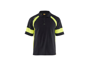 Polo Shirt with Hi-vis - Black/Hi-vis yellow - 4XL
