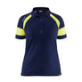 Women's Polo Shirt with Hi-vis - Navy blue/Hi-vis yellow - L
