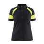 Women's Polo Shirt with Hi-vis - Black/Hi-vis yellow - L