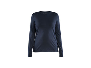 Women's Long-sleeved Merino Wool T-shirt - Dark navy blue - L