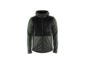 Hoodie with full-length zip - Autumn green/Black - 4XL