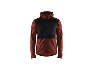 Hoodie with full-length zip - Burned Red/Black - 4XL