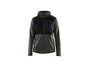 Womens's Hoodie with full-length zip - Autumn green/Black - L