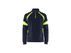 Sweatshirt with Hi-Vis panels - Navy blue/Hi-vis yellow - 4XL
