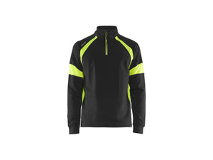 Sweatshirt with Hi-Vis panels - Black/Hi-vis yellow - 4XL