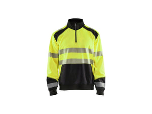 Hi-Vis sweatshirt with half zip - Hi-vis yellow/Black - 4XL