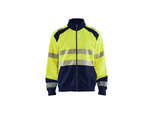 Hi-Vis sweatshirt with full zip - Hi-vis yellow/navy blue - 4XL
