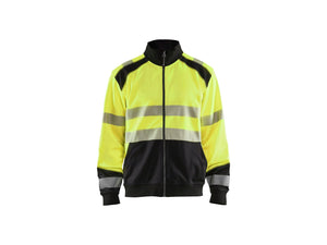 Hi-Vis sweatshirt with full zip - Hi-vis yellow/Black - 4XL