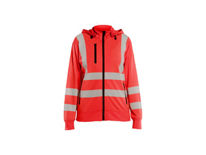 Women's Hi-Vis Sweatshirt detachable hood - Red hi-vis - L