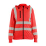 Women's Hi-Vis Sweatshirt detachable hood - Red hi-vis - L