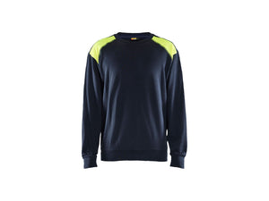 Sweatshirt - Dark navy blue/Hi-vis yellow - 4XL