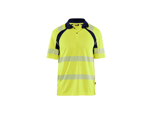Hi-Vis UV-protected Polo shirt - Hi-vis yellow/navy blue - 4XL