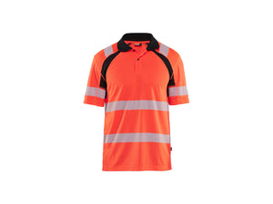 Hi-Vis UV-protected Polo shirt - Red hi-vis/black - 4XL