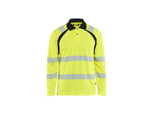 UV-Protected Long-Sleeved Polo Shirt Hi-Vis - Hi-vis yellow/Black - 4XL