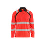 UV-Protected Long-Sleeved Polo Shirt Hi-Vis - Red hi-vis/black - 4XL
