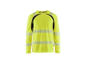 Hi-Vis UV-protected Long-sleeved T-shirt - Hi-vis yellow/Black - 4XL