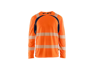 Hi-Vis UV-protected Long-sleeved T-shirt - Orange/Navy blue - 4XL