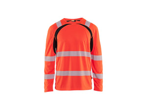 Hi-Vis UV-protected Long-sleeved T-shirt - Red hi-vis/black - 4XL
