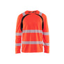 Hi-Vis UV-protected Long-sleeved T-shirt - Red hi-vis/black - 4XL